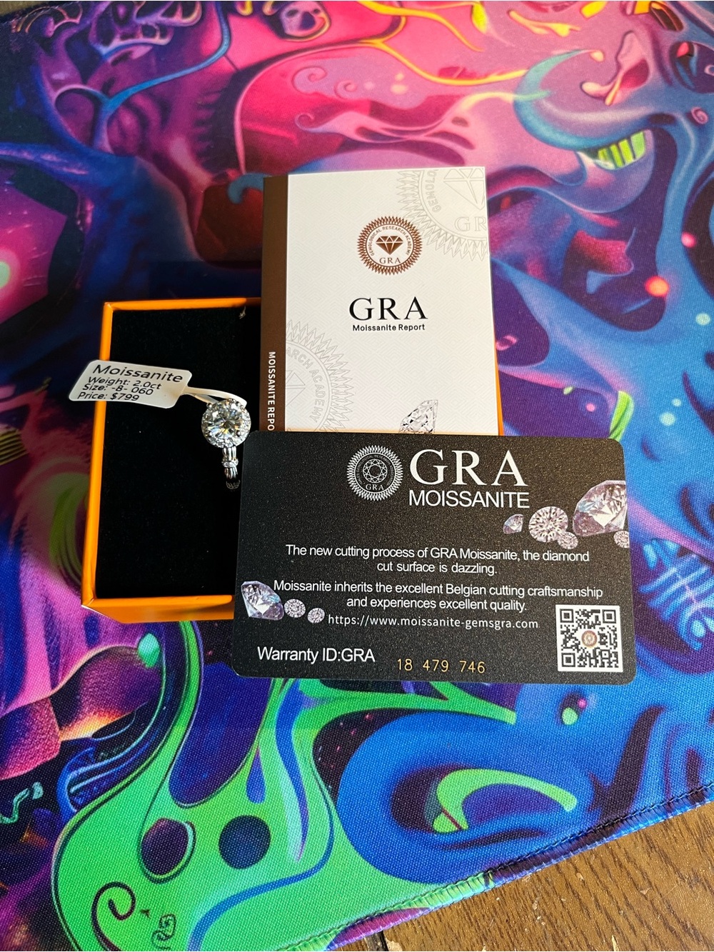 2.0ct Moissanite Ring with GRA Certificate size 7